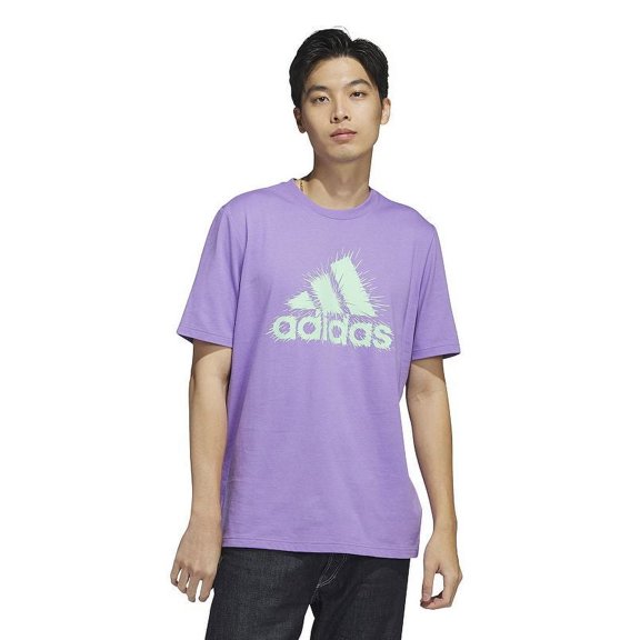 Adidas Men's Short Sleeve Logo Graphic T Shirt Purple Violet Small