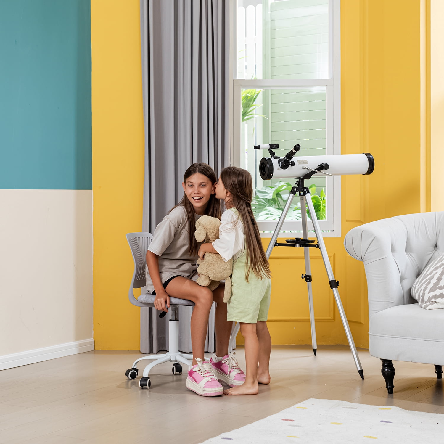 Homy Casa Kids Desk Chair set of 2, Height Adjustable Small Study Computer Task Chair for Student Children Teens with Wheels, Morandi Grey