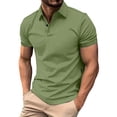 thumbnail image 1 of Summer Men's Button Up Round Neck Short Sleeved Shirt Solid Casual Top M, 1 of 4