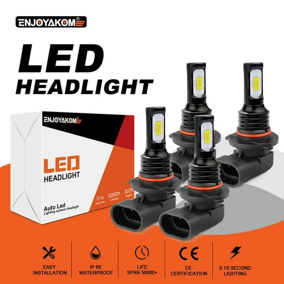 4x High Low Beam For Cadillac DeVille 1987-2008 LED Headlight Bulbs Kit Replacement 6000K White