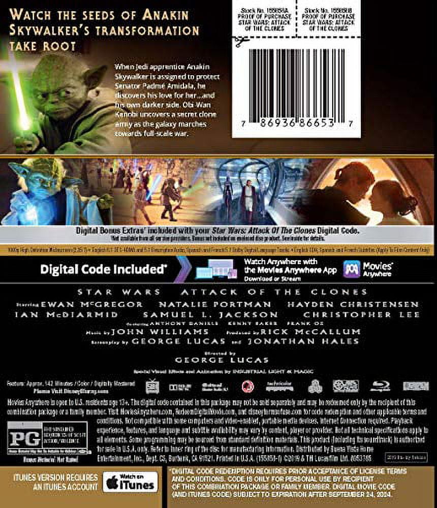 Star Wars: Episode II: Attack of the Clones (Blu-ray + Digital Code) 