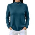 thumbnail image 2 of Women's Mock Neck Knit Sweater, Lightweight Basic Long Sleeve Pullover Tops for Fall Winter Daily Wear 2XL, 2 of 6