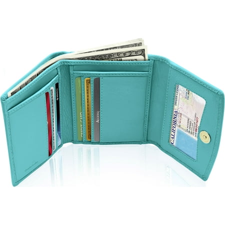 Small RFID Wallets For Women - Leather Slim Compact Trifold Womens Wallet Credit Card Holder Mini Coin Pouch Gifts For