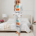 thumbnail image 2 of Birthday Cake Celebration Illustration Simple Womens Pyjamas Set Button Up Pyjamas Womens with Long Sleeve Top And Wide Leg Pants V-neck Loungewear Sets, 2 of 9