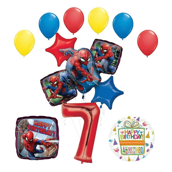 the Ultimate Spider-Man 7th Birthday Party Supplies and Balloon Decorations