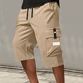 thumbnail image 2 of Men's Drawstring Waist Cargo Shorts Loose Fit Multi Pocket Athletic Workout Knee Length Trousers for Outdoor and Casual Wear, 2 of 2
