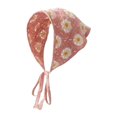 thumbnail image 6 of Girl Knitted Headscarf Flower Pattern Adjustable Straps Headscarf Crochet Knitted Triangular Style Headband Hair Accessory-Pink, 6 of 6