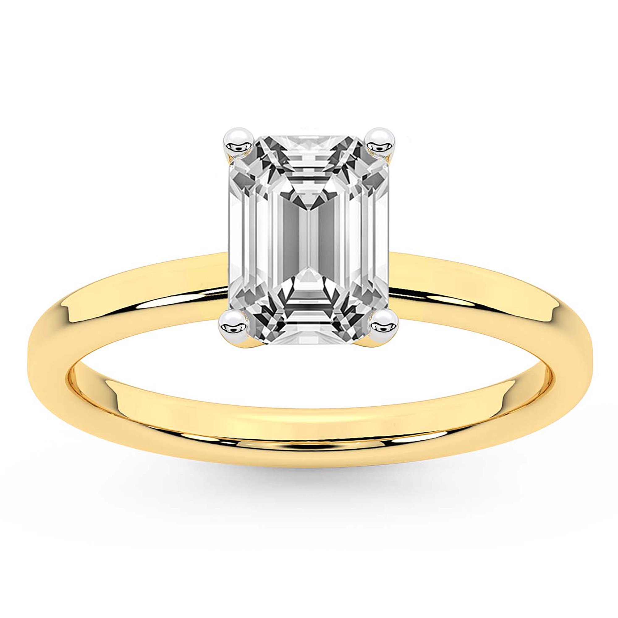 IGI Certified 1 Carat Emerald Shape Lab Grown Diamond Engagement Ring | 14K White Gold | Solitaire Diamond Ring | FG-VS1-VS2 Quality Friendly Diamonds