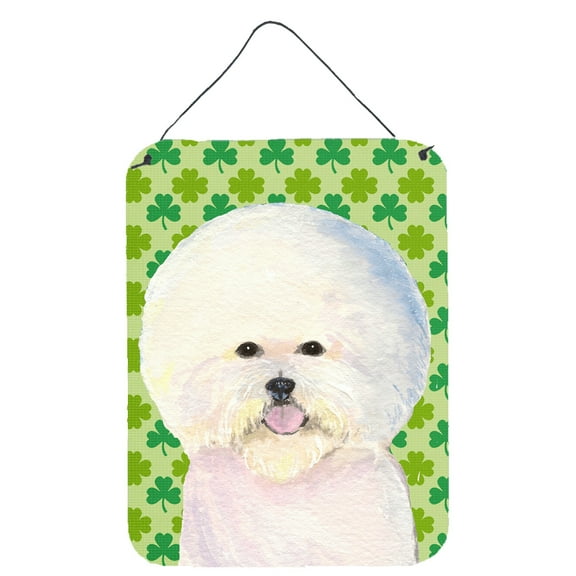 Bichon Frise St. Patricks Day Shamrock Portrait Wall or Door Hanging Prints
