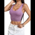 thumbnail image 1 of Tops Cortos Sin Mangas para Mujer con Cuello Cuadrado Acanalado Púrpura M, 1 of 7