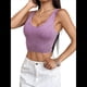 thumbnail image 1 of Tops Cortos Sin Mangas para Mujer con Cuello Cuadrado Acanalado Púrpura M, 1 of 7