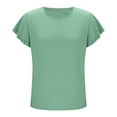 thumbnail image 6 of Sevevn Fashion Women's Casual Short Sleeve Solid Ladies Round Neck Top Blouse Green L Spring Tops for Women, 6 of 8
