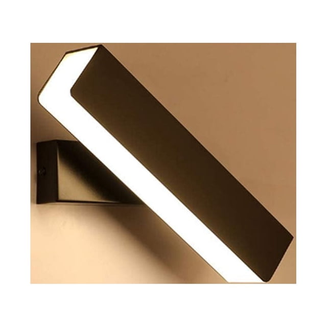 Lámpara de pared LED de 6W, decoración de pared interior LED para salón, dormitorio, sala de lectura 3000k blanco cálido, 26*5*10cm (negro)