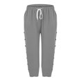 thumbnail image 3 of Uqiangy Lightweight Summer Pants Women Capris Pants For Women Linen Pants Women Linen Beach Pants Boho Pants For Women 2025 Elastic Waist Capri Pants For Women Cotton Pants For Women Gray M, 3 of 9