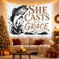 thumbnail image 3 of Left Side Highly with Detailed Bass Fish, Inspirational Illustration for Quote Lovers, Aesthetic Wall Decor, Valentine'S Day Gift, Tapestry Wall Hanging for Dorm and Living Room, 3 of 6