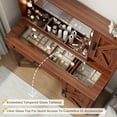 thumbnail image 5 of GIKPAL Vanity Set, Makeup Desk with Mirror, LED Lights, Glass Top, Storage Drawers, Rustic Brown, 5 of 9