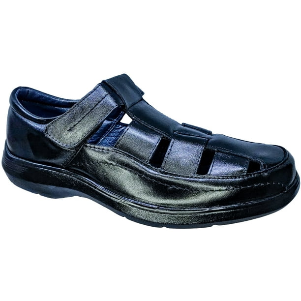 Sandalia En Piel Borrego Para Hombre Huarache Confort Casual Color Negro MD07