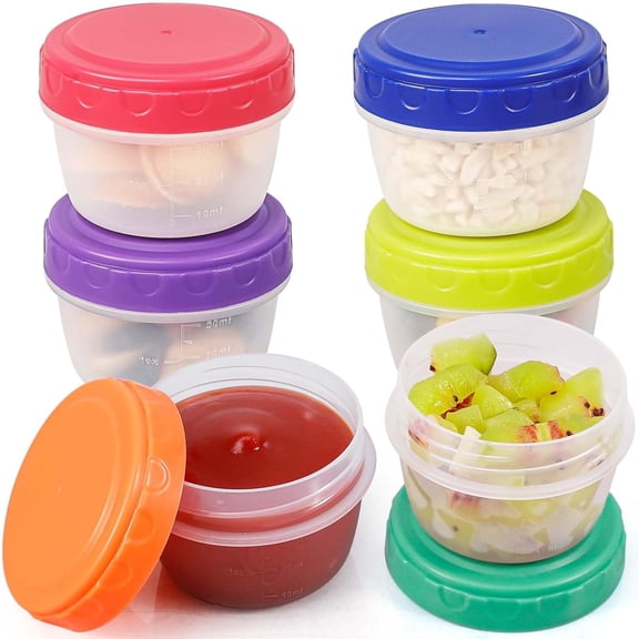 BZUEPRS 6 Pack Salad Dressing Container to Go - 2.7oz Leak-Proof Small Food Storage Containers with Lids, Reusable Condiment Sauce Cups for Lunch Box, BPA-Free (Multicolor)