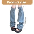 thumbnail image 3 of Women Punk Pleated Jeans Flared Leg Covers with Drawstring Ties Thigh High Leg Warmers Flared Boot Covers Cuff, 3 of 8