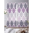 thumbnail image 3 of Vintage Floral Sheer Curtains 2 Panels Set Black Purple Flower Pattern Country Gradient Sheer Window Curtains Light Filtering Rod Pocket Voile Drapes for Bedroom Living Room 52"X108", 3 of 8