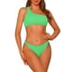 thumbnail image 1 of Conjuntos de Bikini de Una Sola Manga para Mujeres, 2 Piezas, Parte Inferior Triangular Asimétrica, Trajes de Baño Deportivos, Verde Medio, 1 of 5