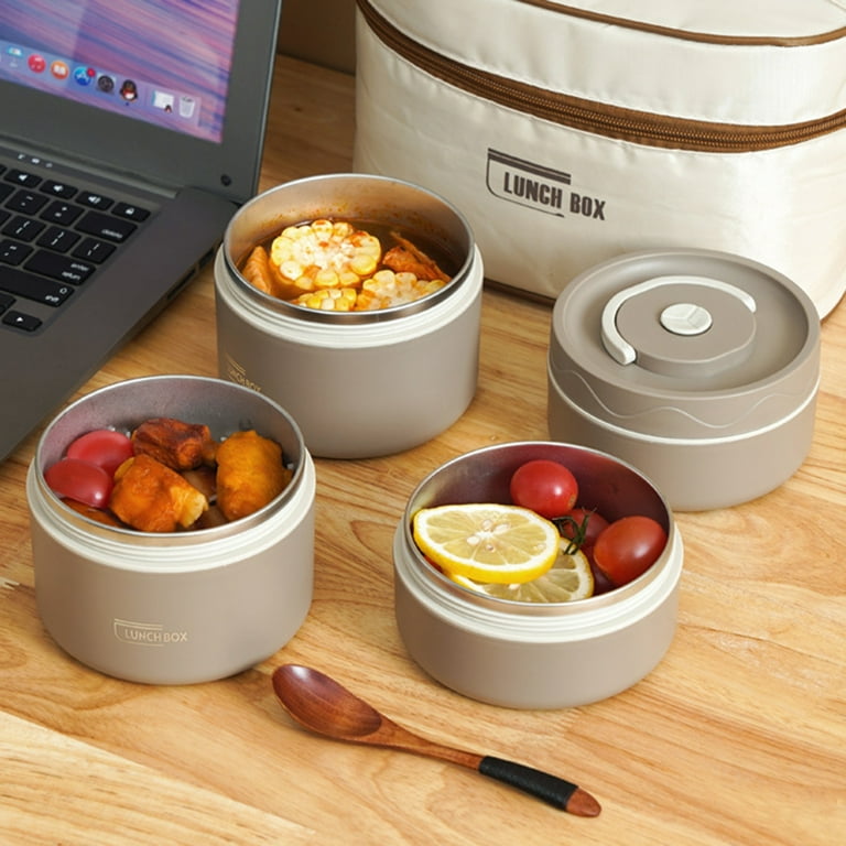 1pc 420ml Double Layer Stainless Steel Lunch Box, Portable Round Student  Food Container With Cover And Seal For Work