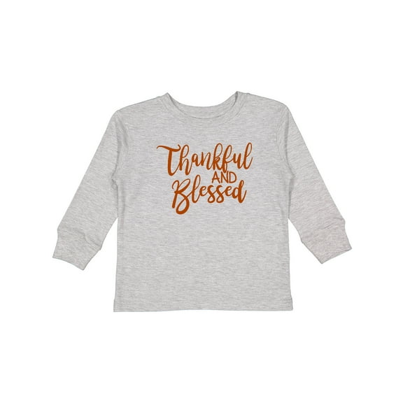 Inktastic Thankful and Blessed Boys or Girls Long Sleeve Toddler T-Shirt
