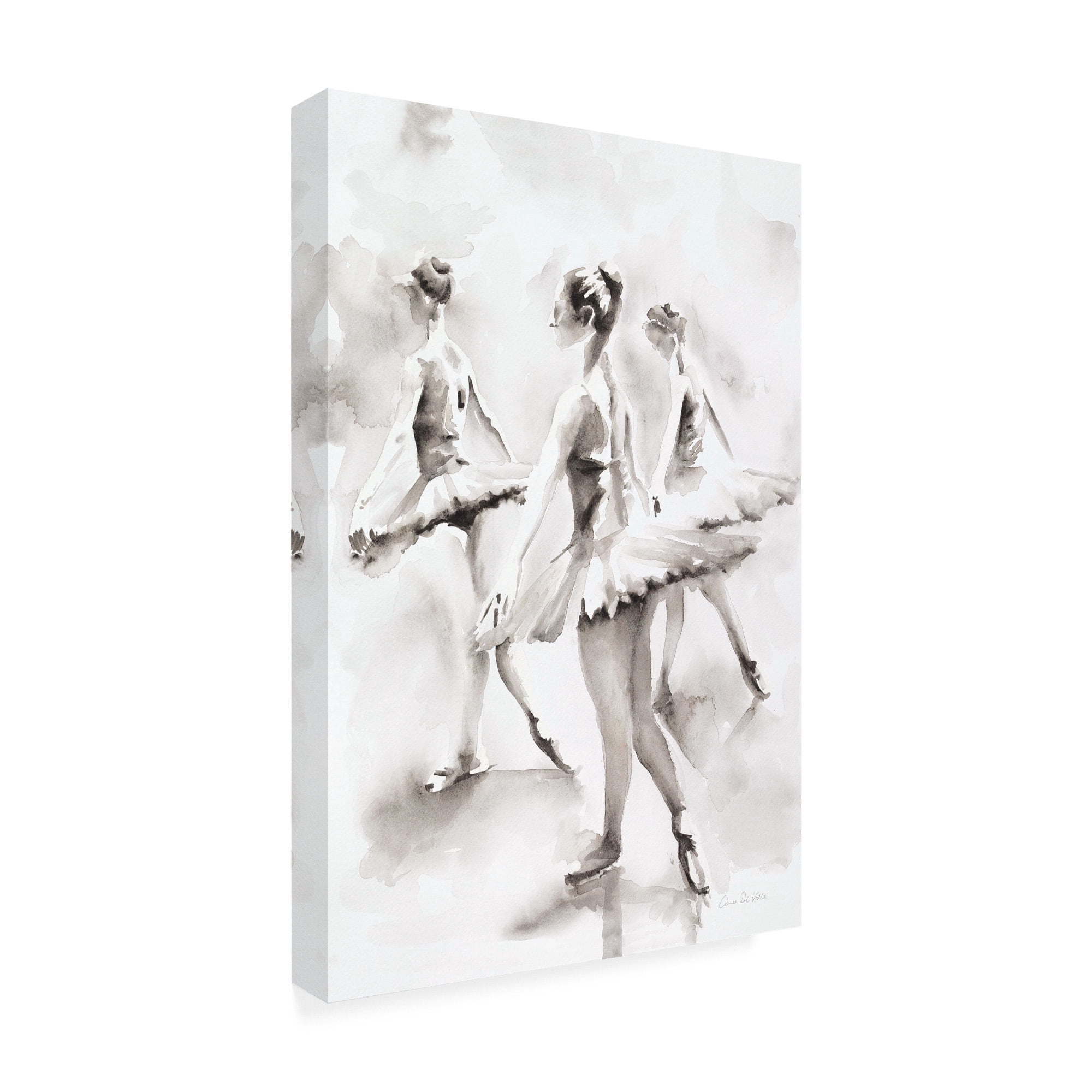 Trademark Fine Art 'Three Ballerinas Black and White' Canvas Art by Aimee Del Valle