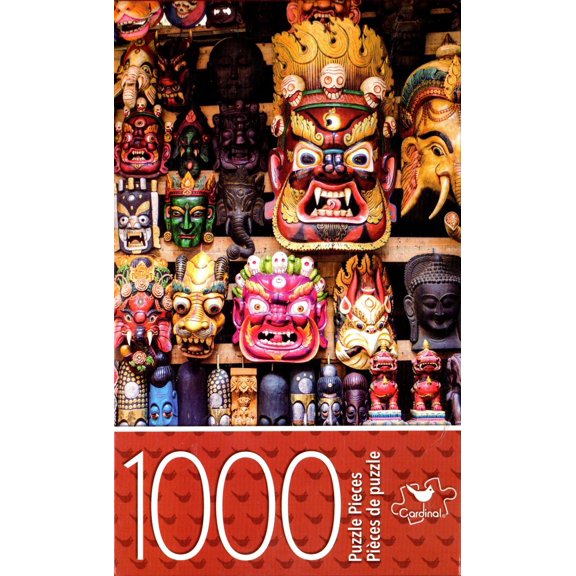 Colorful Wooden Masks 1000 Piece Puzzle