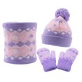 thumbnail image 2 of 1 Set 2-6 Years Kids Winter Knitted Hat Scarf Gloves Set with Warm Fleece Lined for Children Girls Boys, 2 of 7