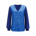 thumbnail image 3 of Blue Women'S Tops, Polyester Plus Size Blouses for Women, Long Sleeve Plus Size Fashion, Shirts for Women Plus Size, Sequin Womens Blouses Plus Size, Carnival Sequin Printed Plus Size Tops Shirt, 3 of 8