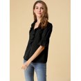 thumbnail image 4 of BluDe ManDe CampaCon Cuello En V Y Volantes PaMujer, BluCampesiDe GaInformal Vintage De Verano Negro XL, 4 of 6
