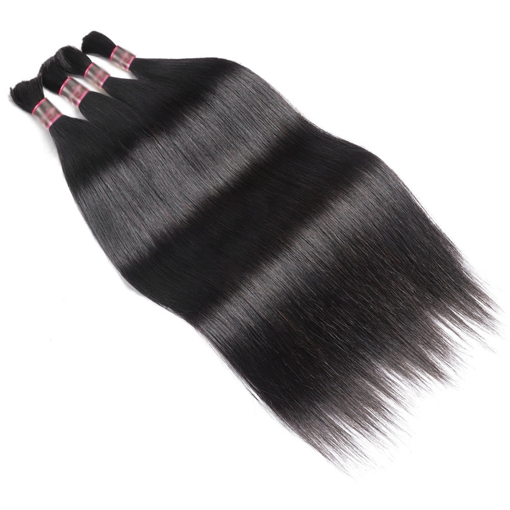 Human Braiding Hair 1 3 Bundle Natural Color Straight Bulk Hair Extensions No Weft for Boho Braids