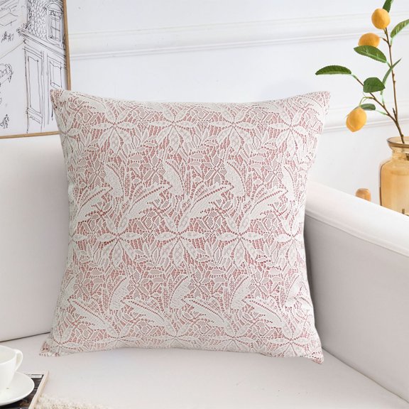 Byujiro Lace Throw Pillow Cover 18x18in Elegant Sheer Decorative Cushion Case for Wedding, Bedroom, Living Room and Home Decor
