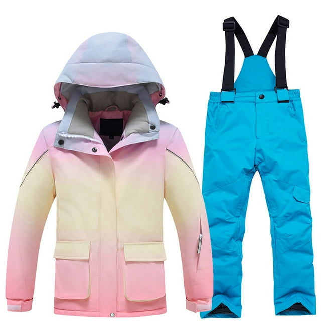 Liyamei Combinaison de Ski Thermique Imperméable pour Filles, Bleu 9-10 Ans