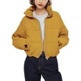 thumbnail image 1 of Ma Croix Women's Fluffy Cropped Corduroy Slim Fit Puffer Jacket, 1 of 6