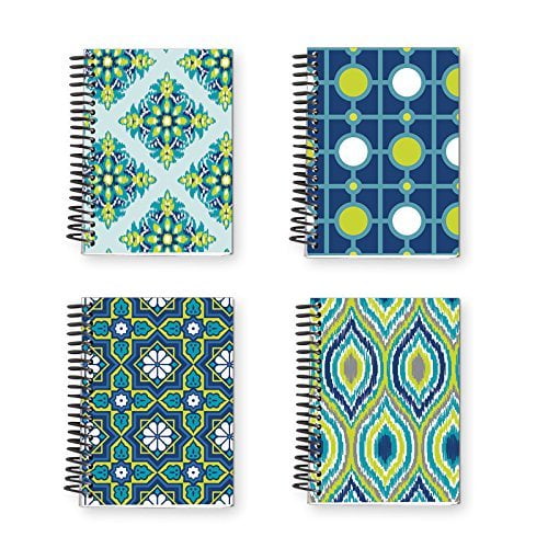 5.5 x 4-160 Lined Pages Per Book 4 Notepads Total Stationery 4 Awesome Designs Featuring Frosted Covers Spiral Bound Thick Notebook Set