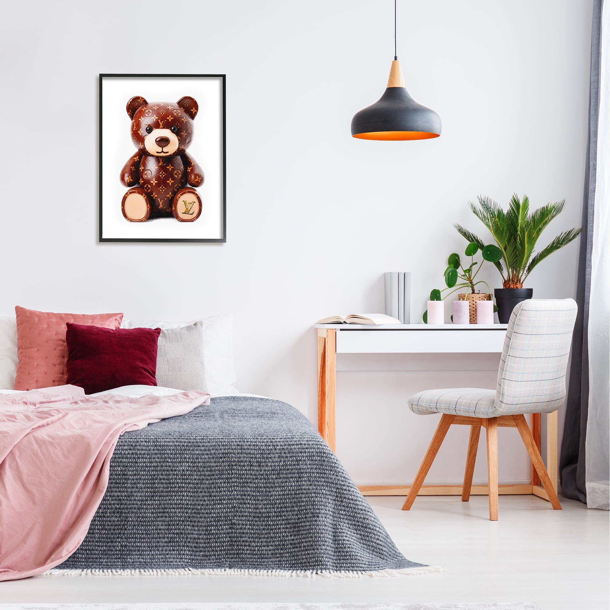 Stupell Industries Fashion Patterned Bear Beauty & Fashion Painting Black Framed Art Print Wall Art, 24 x 30