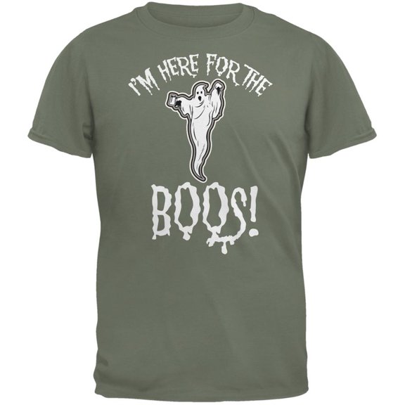 Halloween I'm Here For The Boos Military Green Adult T-Shirt - 2X-Large