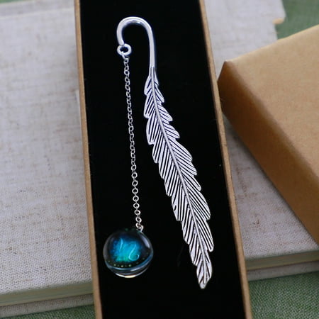 

Birthday Constellations Metal Feather Bookmark Luminous Pendant Is Practical Creatives Gift for Readers Student Friend.