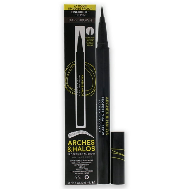 Arches and Halos Lápiz para cejas Bolígrafo con punta de cerda fina - Marrón oscuro 0.02 oz Arches & Halos Lápiz para cejas 0.02 oz