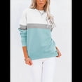 thumbnail image 3 of Sudadera Informal de Larga con Bloques de Color para Mujer, Cuello Redondo, Corte Holgado y Bolsillos. Azul y Verde S, 3 of 6