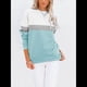 thumbnail image 3 of Sudadera Informal de Larga con Bloques de Color para Mujer, Cuello Redondo, Corte Holgado y Bolsillos. Azul y Verde L, 3 of 6