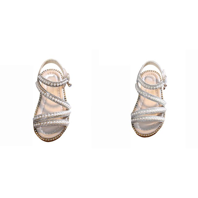 (2-Pack) Rinsvye Girls Sandals Open Toe Design Lightweight Comfortable Fit Summer Durable Rubber Sole Trendy Look For Beach Parties Casual Outings Easy To Walk