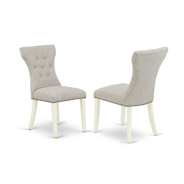 Set Of 2 Chairs Gallatin Parson Chair With Linen White Finished Leg And Doeskin Fabric Color Com Set Of 2 Chairs Gallatin Parson Chair, White Upholstered Parsons Dining Chairs