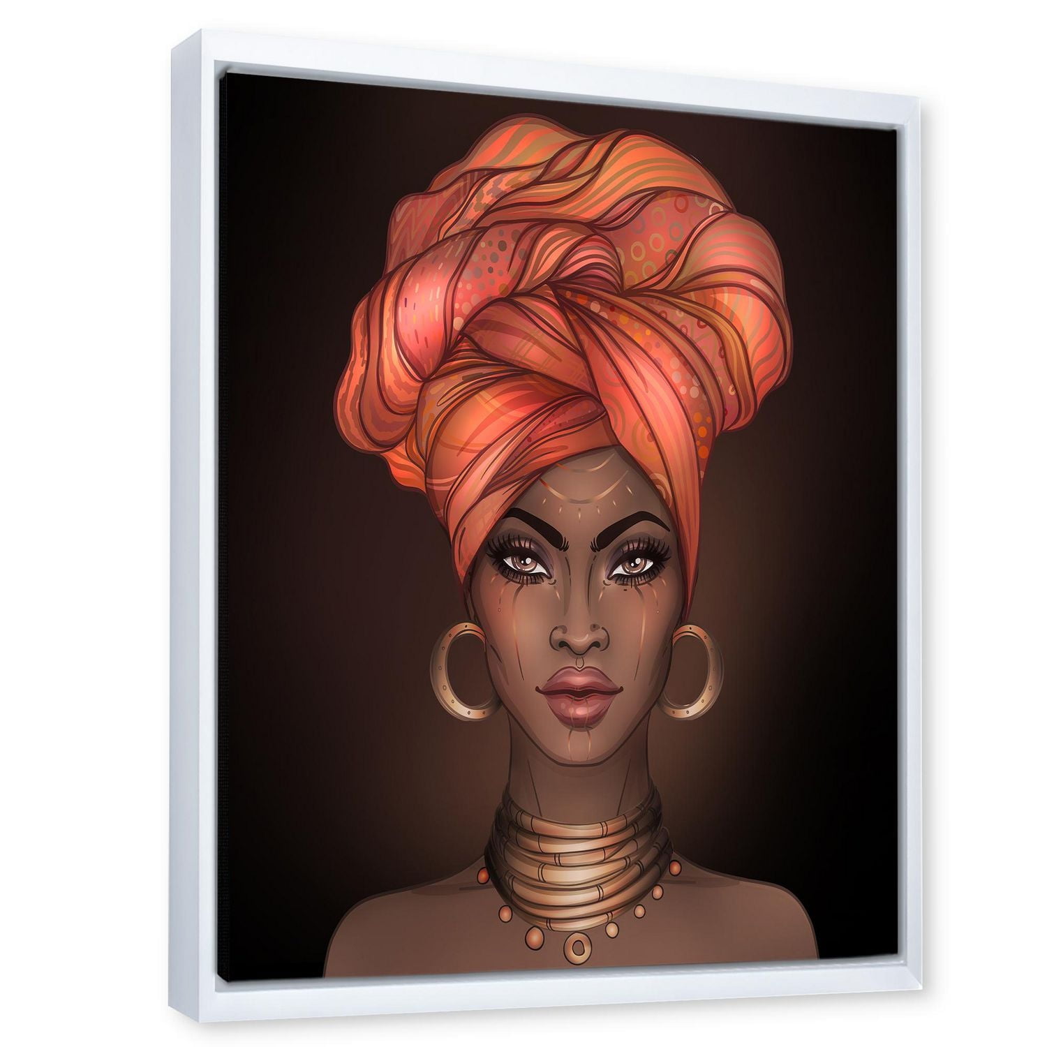 Designart Femme afro-américaine avec Turban V ART MURAL À CADRE FLOTT