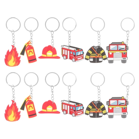 12 Uds llavero de bombero llavero de bombero colgante llavero de regalo de bombero (estilo aleatorio)