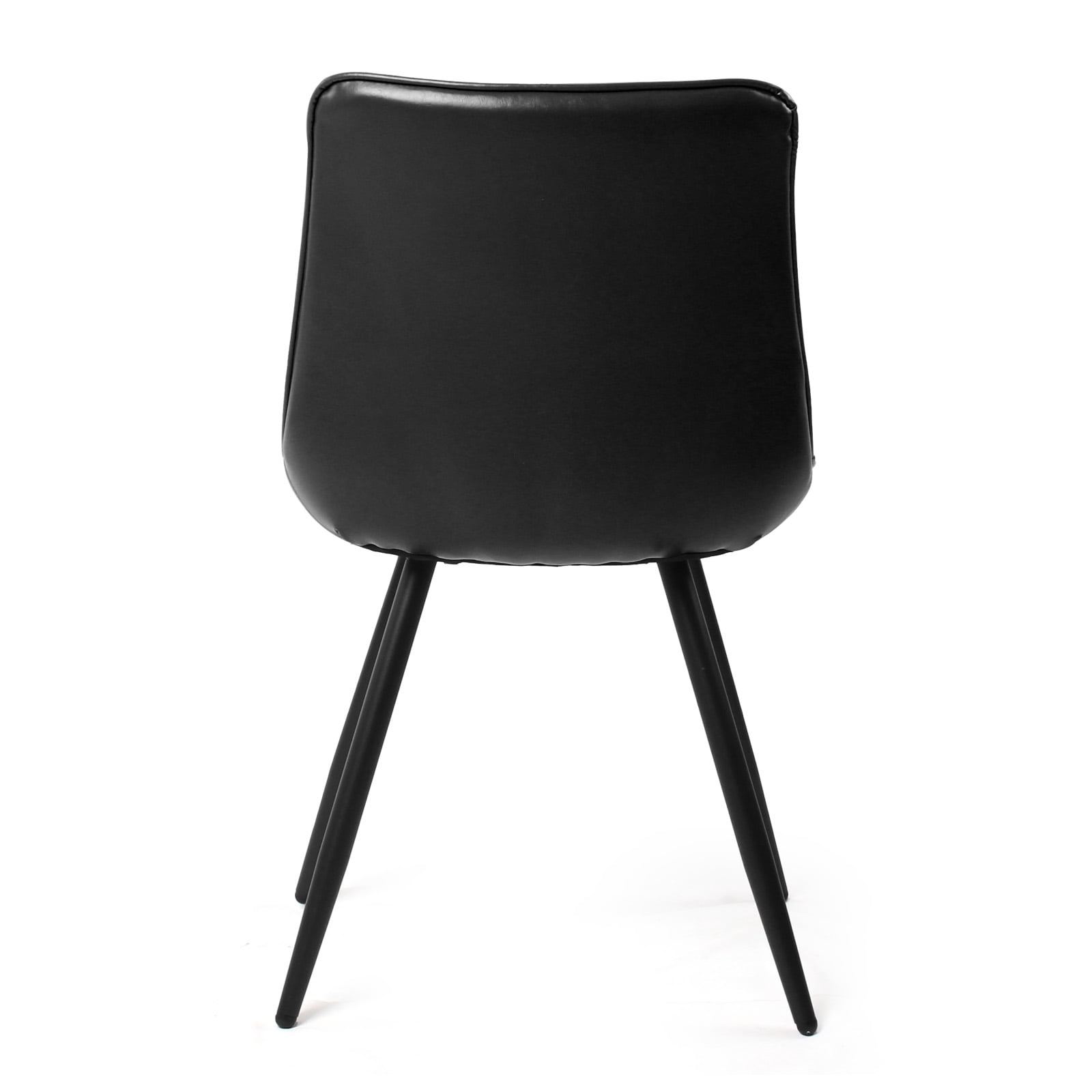 Set of 2 Black Faux Leather Dining Chairs, Ergonomic Backrest with Thick Foam Cushion, Sturdy Metal Legs & FSC Frame, Waterproof Easy-Clean PU Leather, 300 lbs Capacity