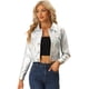 thumbnail image 1 of Chaqueta metálica para mujer Biker Holographic Button Down Chaquetas brillantes Plata M, 1 of 5