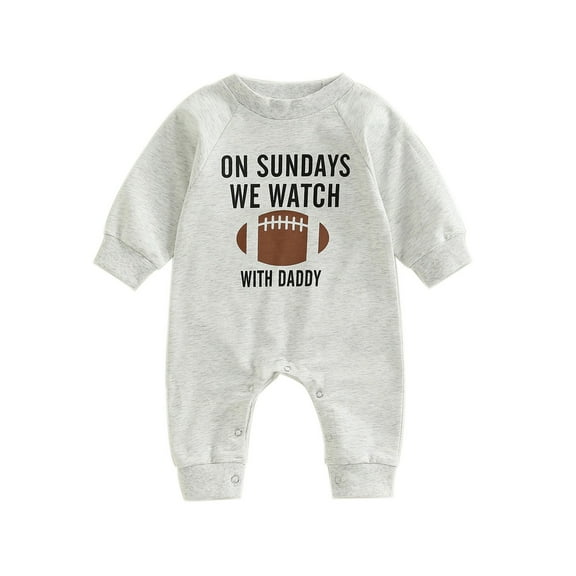 EnJoCho Toddler Kids Cartoon Clothes Baby Boy Girl Cute Sports New Football English Printed Long Sleeve Cotton Long Legs Crawling Suit Fashion Home Outing Playwear